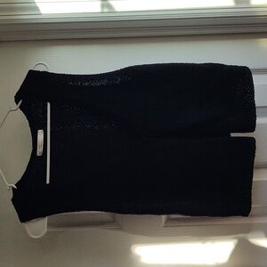 OAK + FORT Open Front Knit Tank Black Sweater Vest Medium Fall Wear 2 Clasps EX